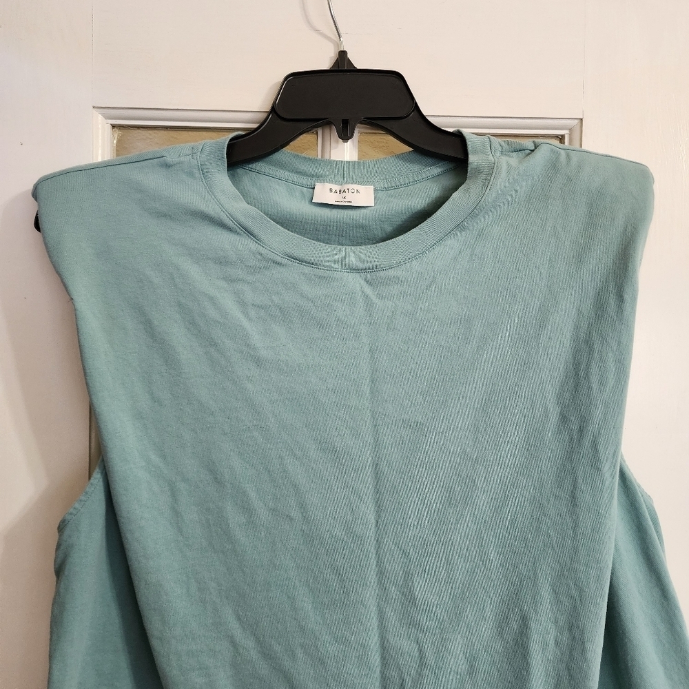 Babaton Aritzia Teal Shoulder Pad Tank Structured Cotton Top 1X Plus Size - Picture 5 of 11